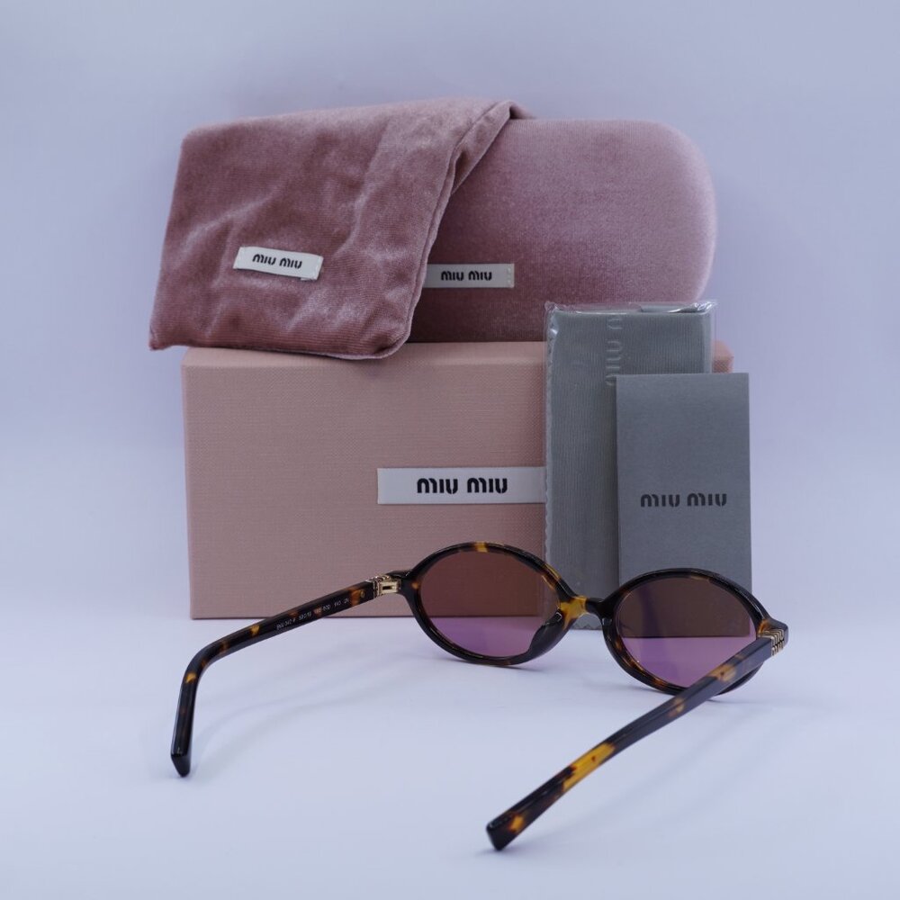 Miu Miu MU04ZSF VAU50D Oval Sunglasses – Honey Havana - Picture 16 of 16